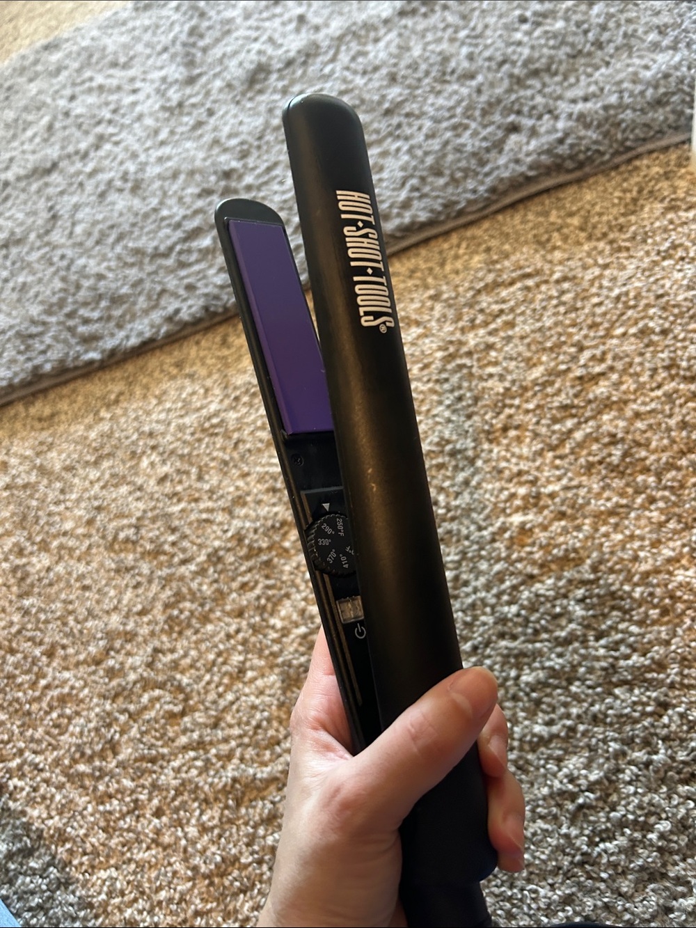 Hot Tools Black Hair Straightener with Purple Plates